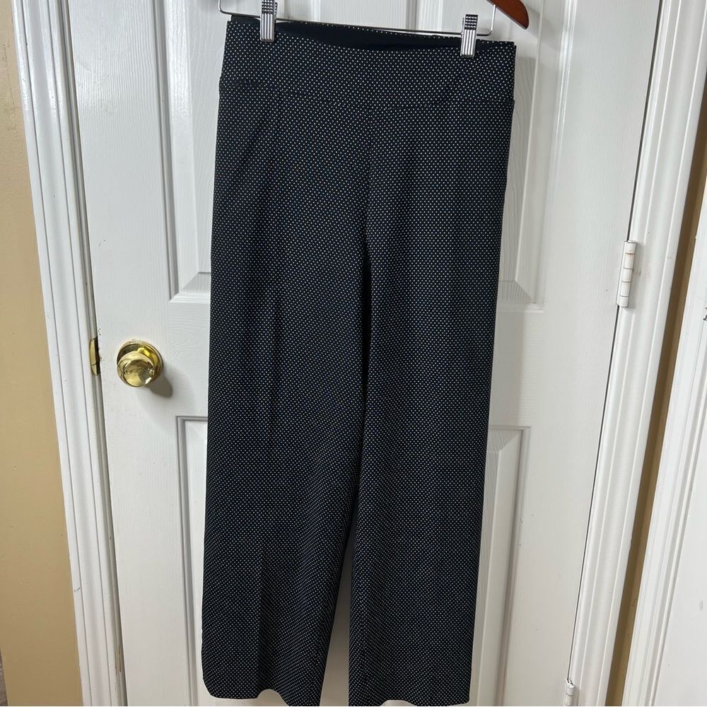 Investments 24W PARK AVE PullOn Straight Leg Stretch Black White Polka Dot NWT